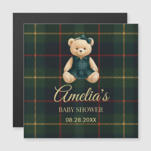 Carte Magnétique Baby Shower Ours en peluche Luxe Chic