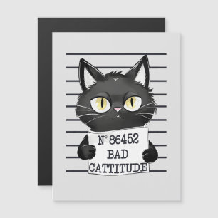 Carte Magnétique Bad Cattitude - Mugshot de chat noir