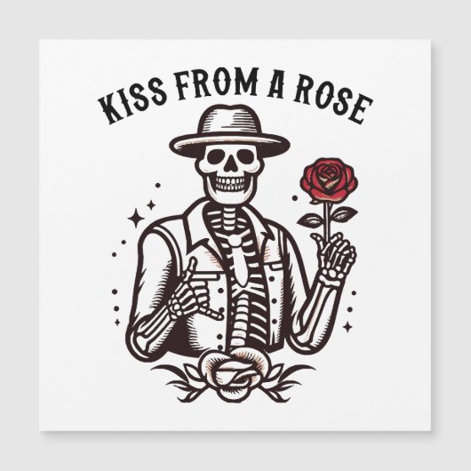 Carte Magnétique Baiser d'une rose (Devant)