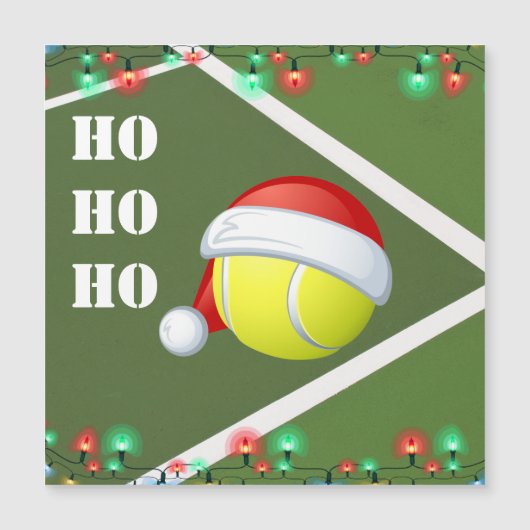 Carte Magnétique Bal de tennis avec Santa Hat Noël (Devant)