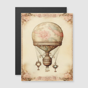 Carte Magnétique Ballon à air chaud floral Steampunk vintage