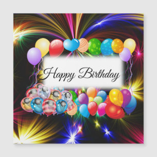 Carte Magnétique Ballons colorés, Feu d'artifice, Anniversaire
