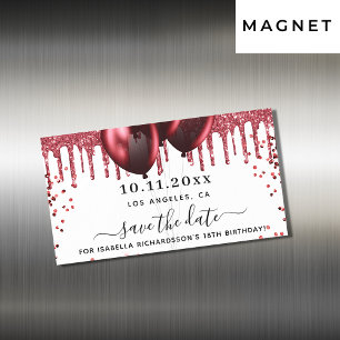 Carte Magnétique Ballons rouges blancs d'anniversaire enregistrer l