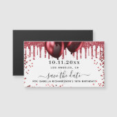 Carte Magnétique Ballons rouges blancs d'anniversaire enregistrer l (Devant / Derrière)