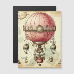 Carte Magnétique Balloon à air chaud rose vapeur vintage (2)