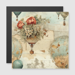 Carte Magnétique Balloon vintage à air chaud dans un paysage serein