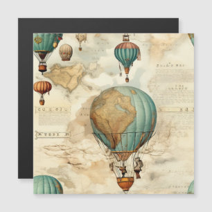 Carte Magnétique Balloon vintage à air chaud dans un paysage serein