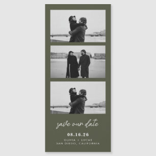 Carte Magnétique Bande de Photo Vert Olive Magnétique Mariage