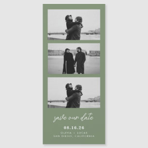 Carte Magnétique Bande de Photo Vert Sauge Magnetique Mariage