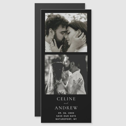 Carte Magnétique Bande Photo Minimale Mariage Magnétique Enregistre (Devant / Derrière)