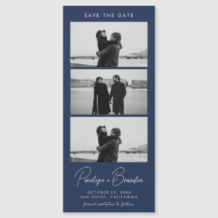 Carte Magnétique Bande photo moderne bleu marine Mariage magnétique