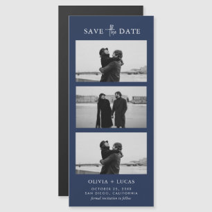 Carte Magnétique Bande photo stylée Mariage magnétique bleu marine