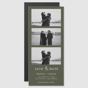Carte Magnétique Bande photo verte d'olive Mariage magnétique