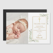 Carte Magnétique Baptême Christening Green Merci photo (Devant / Derrière)