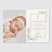 Carte Magnétique Baptême Christening Green Merci photo (Devant)