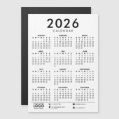 Carte Magnétique Basic Modern 2026 Corporate Logo Calendar (Devant / Derrière)
