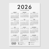 Carte Magnétique Basic Modern 2026 Corporate Logo Calendar (Devant)