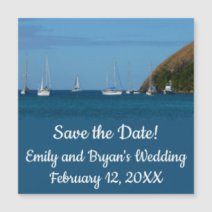 Carte Magnétique Bateaux à voile dans la baie Blancs et Bleus Nauti