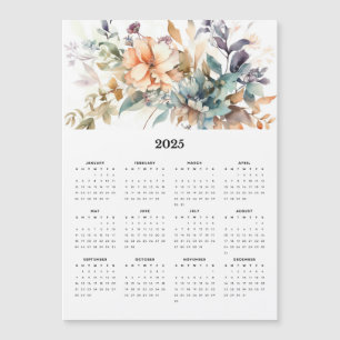 Carte Magnétique Beau bouquet floral 2025 Calendrier magnétique