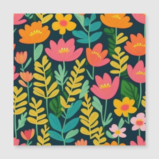 Carte Magnétique Beau champ fleuri coloré (Devant)