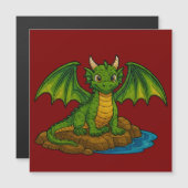 Carte Magnétique Beau dragon vert (Devant / Derrière)
