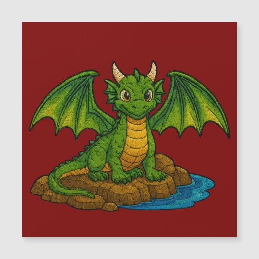 Carte Magnétique Beau dragon vert (Devant)