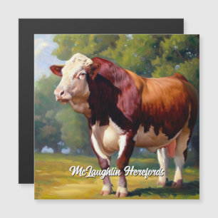 Carte Magnétique Beau rouge et blanc Hereford Bull