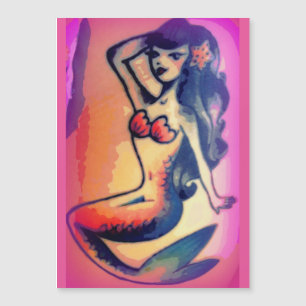 Carte Magnétique beauté foncé-haired de sirène