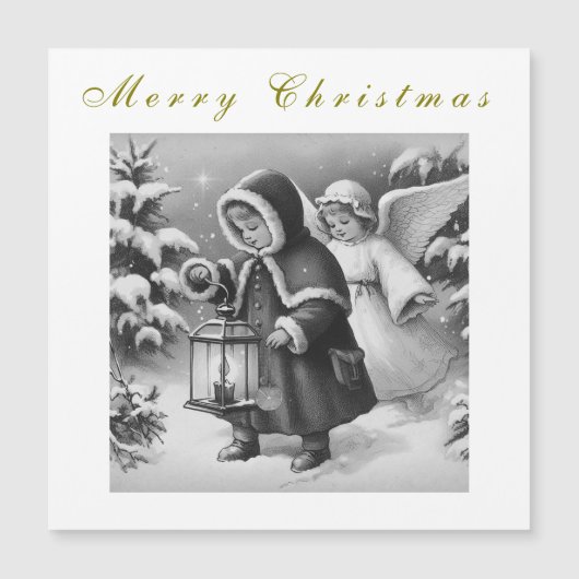 Carte Magnétique Beaux anges de Noël de vacances (Devant)