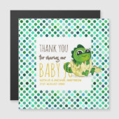 Carte Magnétique Bébé mignon Dinosaur Hatching Douche Party Polkado (Devant / Derrière)