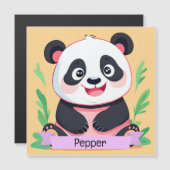 Carte Magnétique Bébé mignon Panda Nom personnalisé (Devant / Derrière)