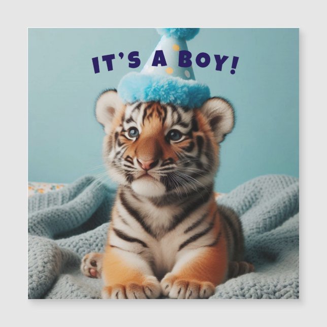 Carte Magnétique Bébé mignon Révéler Garçon Bébé Tiger (Devant)