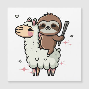 Carte Magnétique Bébé paresseux mignon et lama