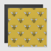 Carte Magnétique Bee Haven : Motif jaune Vintage (Devant / Derrière)