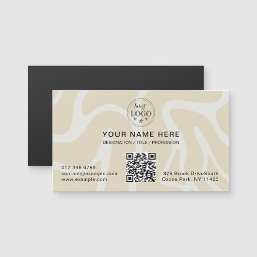 Carte Magnétique Beige Cream Simple Pattern Magnetic Business Card (Devant / Derrière)