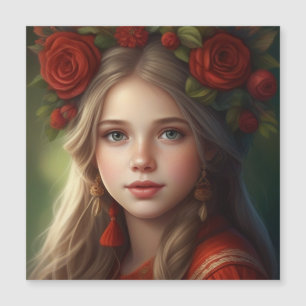 Carte Magnétique Belle fille avec guirlande