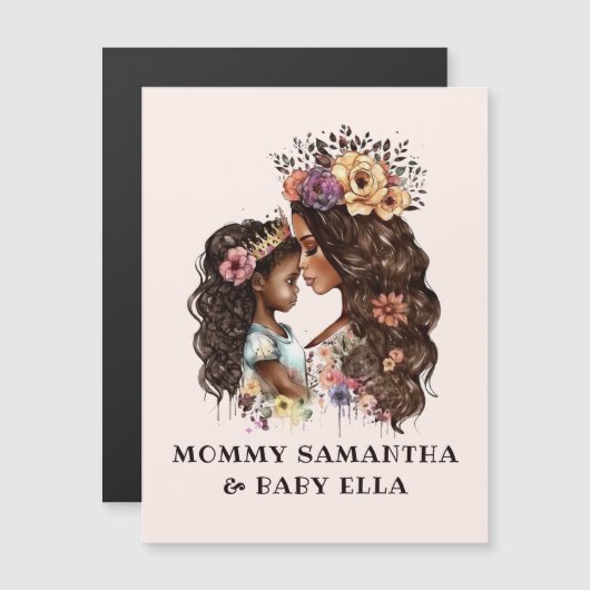 Carte Magnétique Belle mère et fille noire (4) (Devant / Derrière)