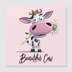 Carte Magnétique Belle Vache À Fleur