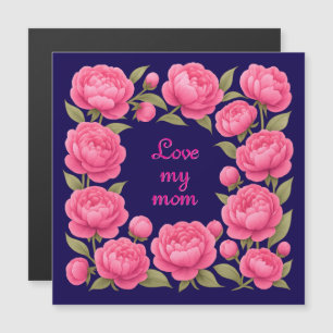 Carte Magnétique Belles fleurs roses pour la fête des mères
