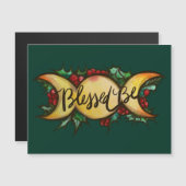 Carte Magnétique Béni Soit Triple Lune Déesse Holly Yule (Devant / Derrière)