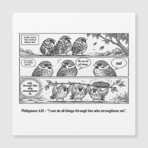 Carte Magnétique Bible Écriture Phillipiens Dessin Animé Moineau Ar