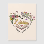 Carte Magnétique Bibliothécaire compatissante - Floral Heart Design (Devant)