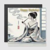Carte Magnétique Birthday Card 02 - Elegant Japanese Oiran Theme (Devant / Derrière)
