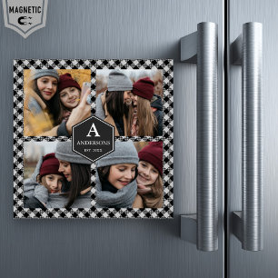 Carte Magnétique Black Buffalo Plaid Lumberjack Photo Collage