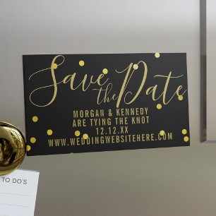 Carte Magnétique Black Gold Confetti Magnétique Enregistrer l'aiman
