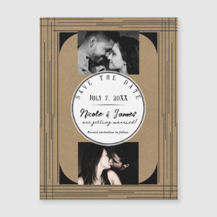 Carte Magnétique Black Kraft Minimal Modern Lines Mariage Date de s