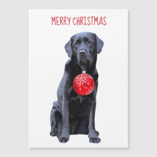 Carte Magnétique Black Lab Joyeux Noël - adorable chien du Labrador