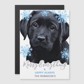 Carte Magnétique Black Labrador Christmas - Joli Black Lab à chiot (Devant / Derrière)