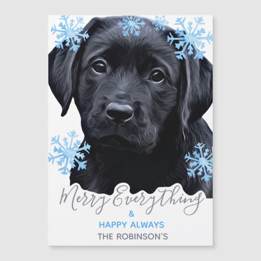 Carte Magnétique Black Labrador Christmas - Joli Black Lab à chiot (Devant)