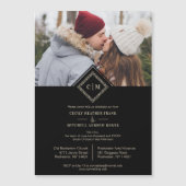 Carte Magnétique Black Luxury Wedding Initials Ornamental Flourish (Devant)
